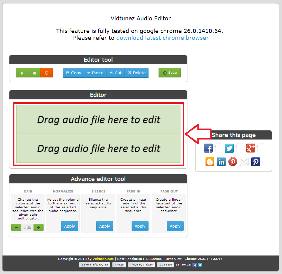 Drag your audio file to the drag box
